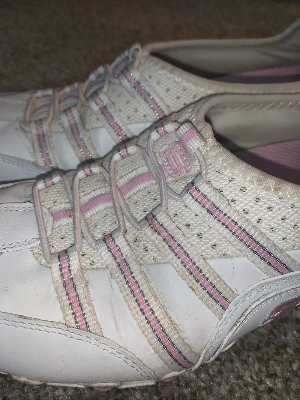 Skechers White and Pink Slip-On Athletic Sneakers